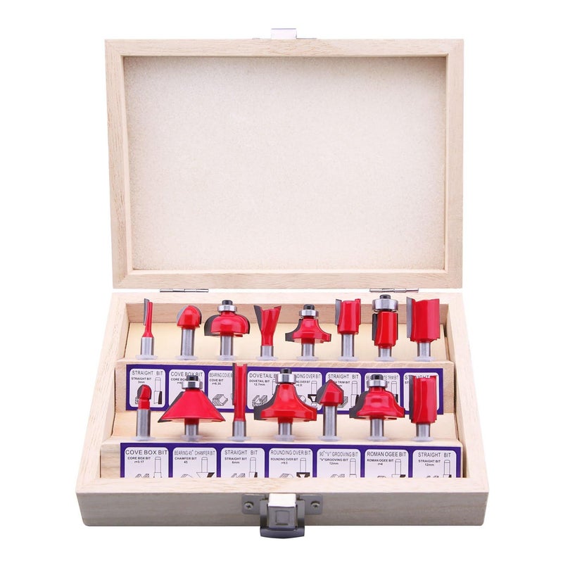LU&MN Carbide Tipped Router Bit Set ( 24 PCS) with 1/4" Shank Wood Milling Saw Cutter, Multi-Purpose (Woodworking Tools for Home Improvement and DIY) - Image 2